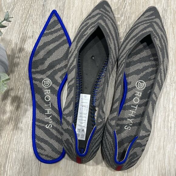 Rothy’s zebra gray size 6.5 flat pointed woman’s shoes - Picture 9 of 12